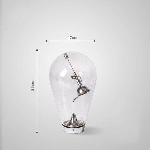 Lampe à poser design à LED chromé dans ampoule en verre