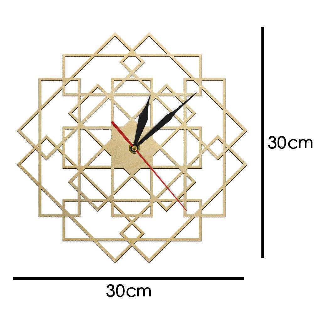 Horloge murale en bois avec rectangles superposés 30cm Mandala - vue 6 sur 7
