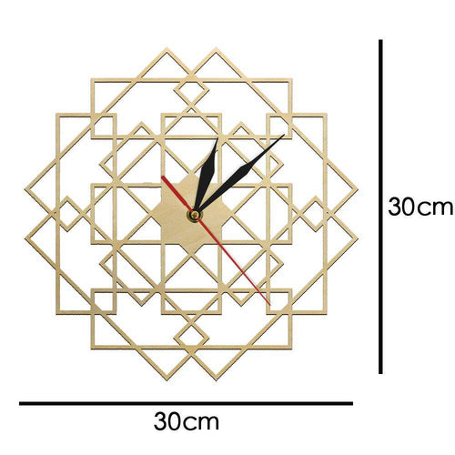 Horloge murale en bois avec rectangles superposés 30cm Mandala