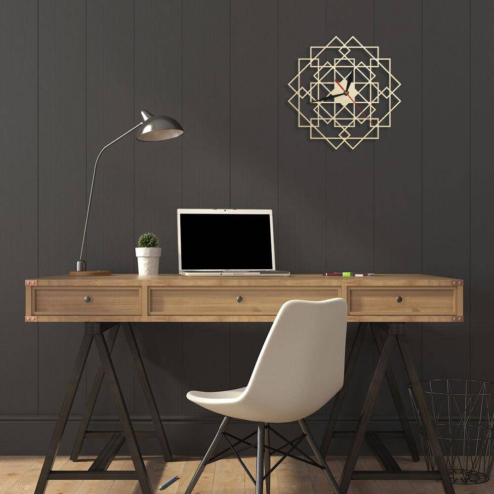 Horloge murale en bois avec rectangles superposés 30cm Mandala - vue 7 sur 7