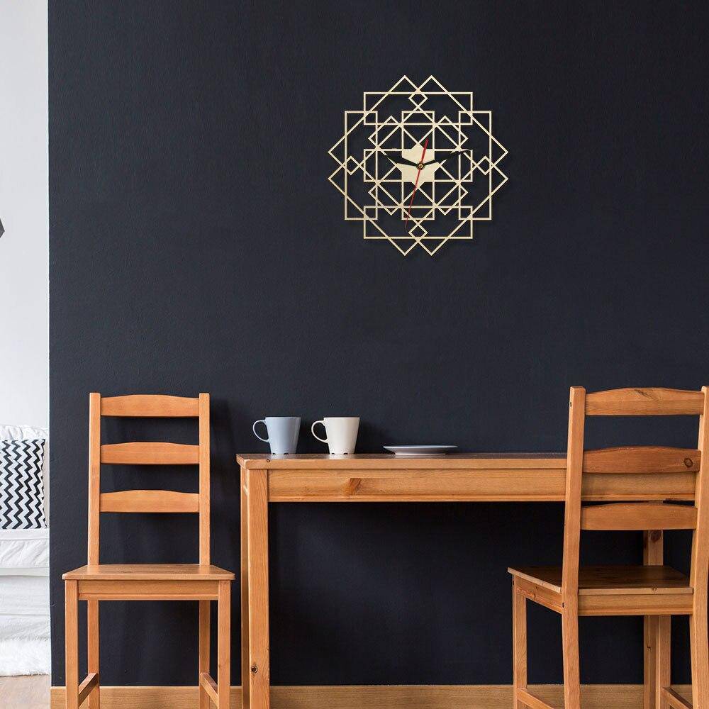 Horloge murale en bois avec rectangles superposés 30cm Mandala - vue 5 sur 7