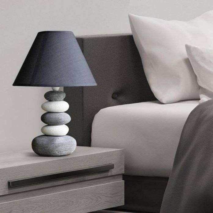 Lampe à poser design LED en galets avec abat-jour gris Nordic - vue 3 sur 5