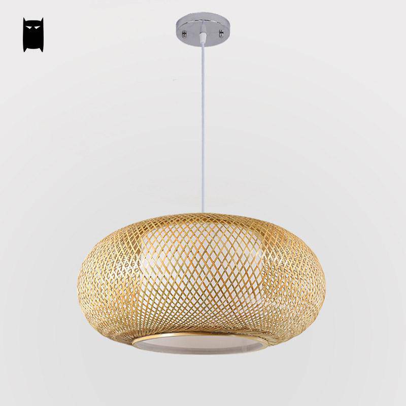Suspension en bambou rond ovale style japonais Woven - vue 7 sur 6