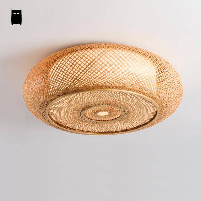 Plafonnier en bambou rond style japonais Woven - vue 5 sur 5