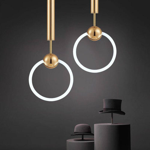 Suspension design ronde à LED et support dorée Jaxlong