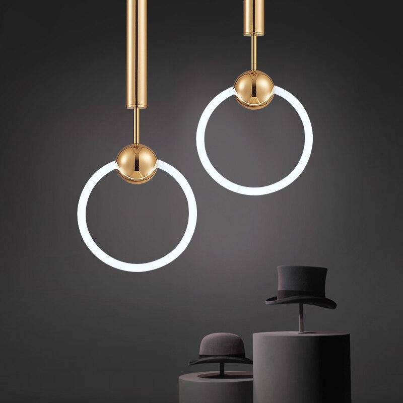 Suspension design ronde à LED et support dorée Jaxlong - vue 6 sur 10