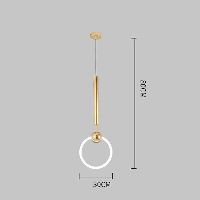 Suspension design ronde à LED et support dorée Jaxlong - vue 8 sur 10