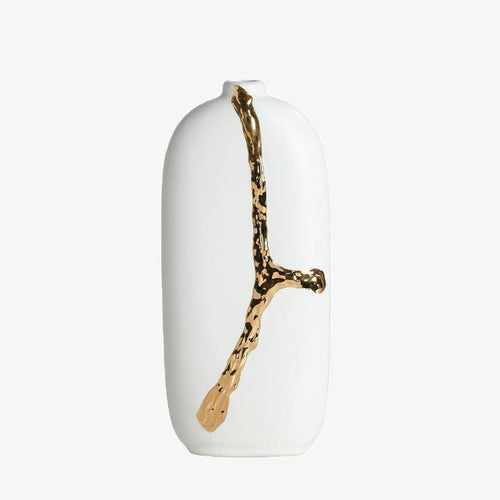 Vase design blanc au style abstrait doré Xuan