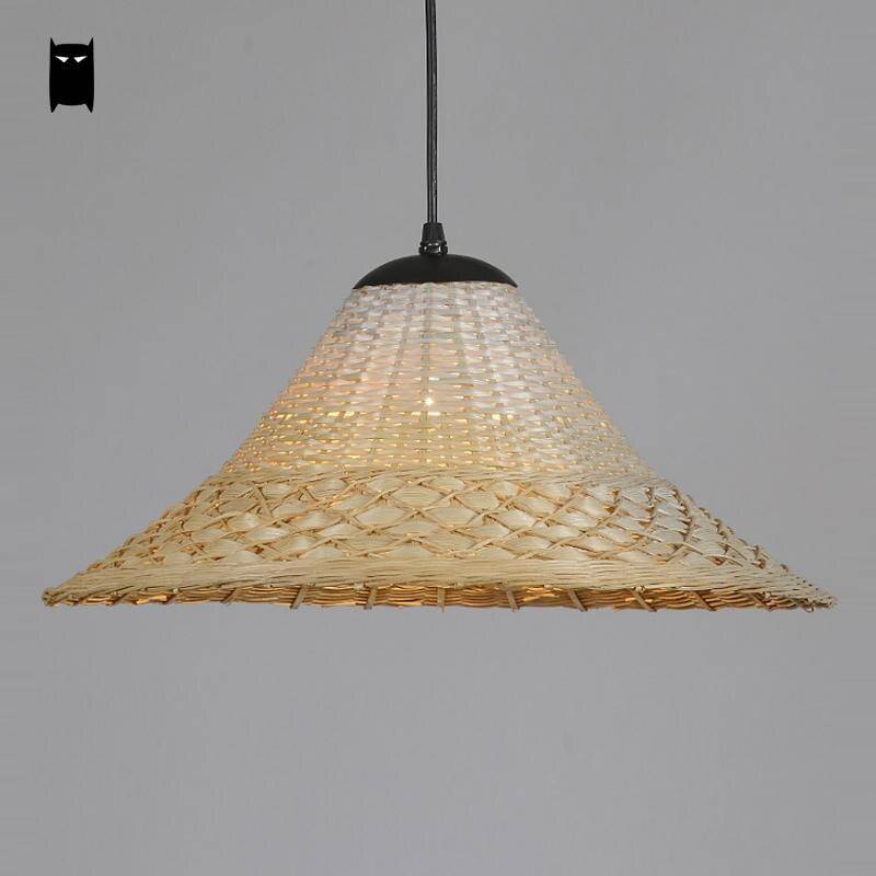 Suspension rustique LED avec abat-jour en rotin - vue 4 sur 5