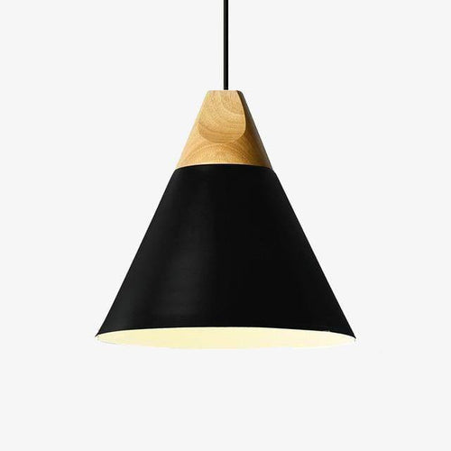 Suspension en bois et aluminum en forme de cone