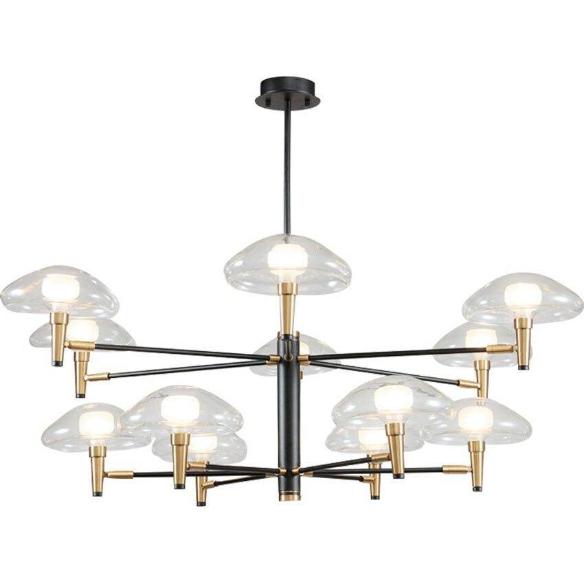 Lustre design noir et doré avec lampes en verre Light - vue 7 sur 10