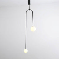Suspension design LED en métal avec double boule en verre Fly