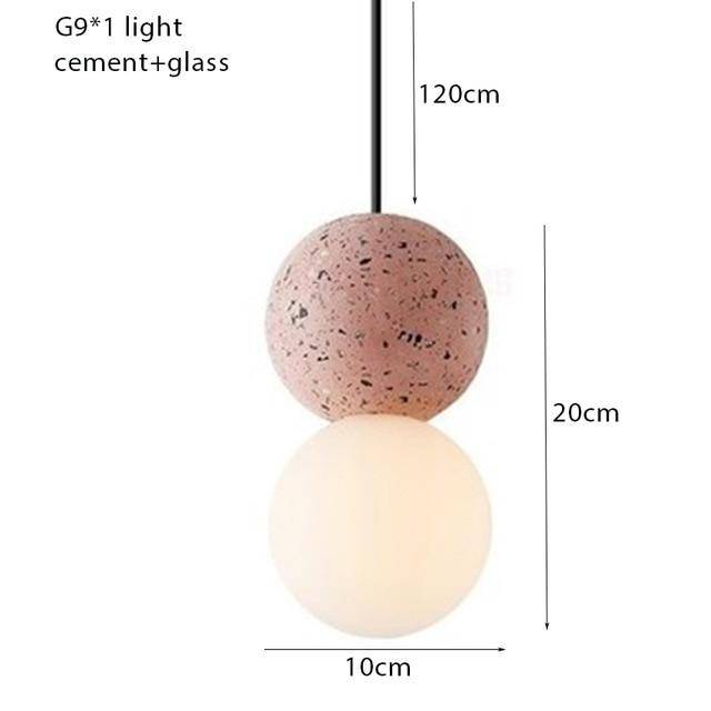 Suspension design en boule en ciment façon terrazzo LED - vue 7 sur 9