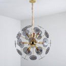 Lustre design doré et plaques rondes plates fumées Luxury