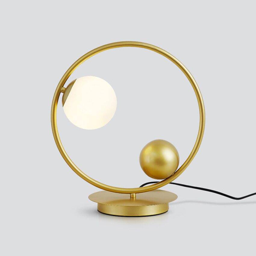 Lampe de chevet design à LED avec anneau métal et boules en verre Loft - vue 9 sur 12