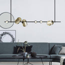 Lustre et suspension design art déco noir et doré avec lampes LED