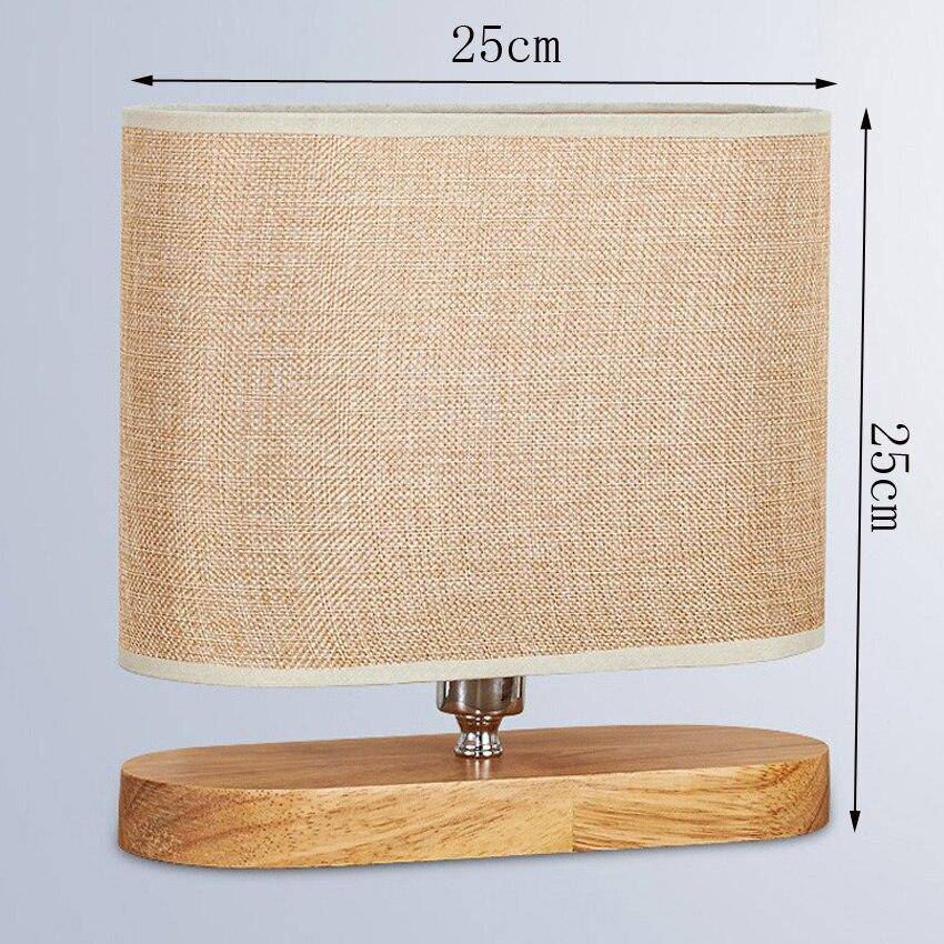 Lampe de chevet en bois et abat-jour en tissu ovale - vue 5 sur 5