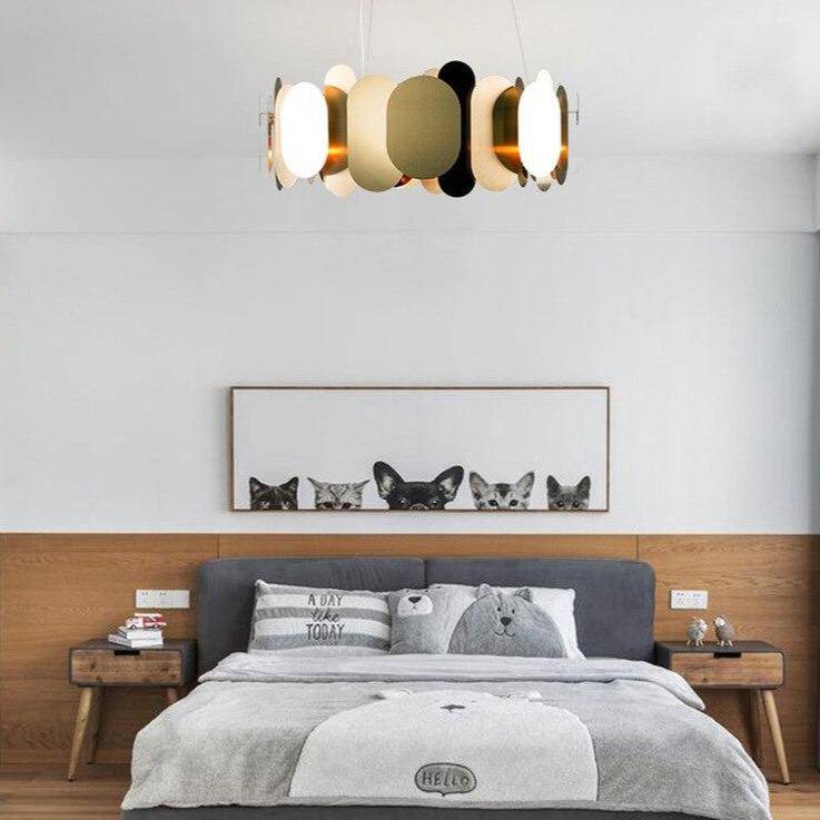 Lustre design chromé moderne à plaques rondes et plates Villa - vue 2 sur 7