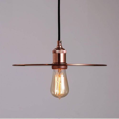 Suspension design disque chromé or rose
