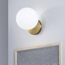 Applique à LED design boule en verre et support rond doré