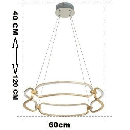 Lustre design à LED doré avec anneaux Pavia - vue 7 sur 10