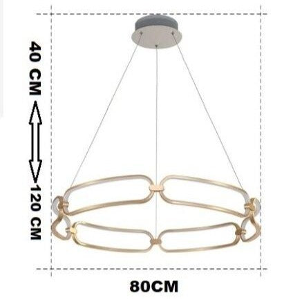 Lustre design à LED doré avec anneaux Pavia - vue 9 sur 10