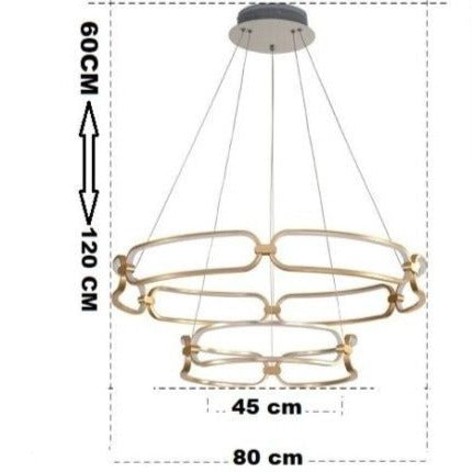 Lustre design à LED doré avec anneaux Pavia
