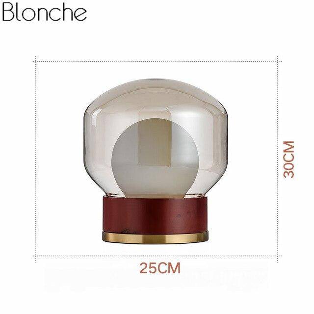 Lampe à poser design avec socle rétro doré et bois - vue 5 sur 6