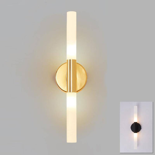 Applique murale design barre dorée et en verre à LED