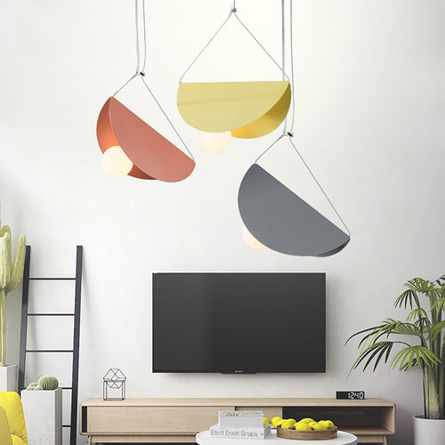 Suspension moderne LED abat-jour circulaire plat et plié Kaia