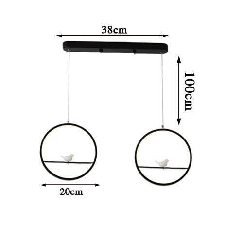 Suspension LED moderne rond avec oiseaux (noir ou blanc)