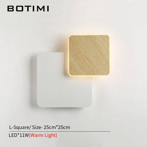 Moderne LED-Wandleuchte mit zwei geometrischen Sockeln aus Holz und Metall - vue 5 sur 8