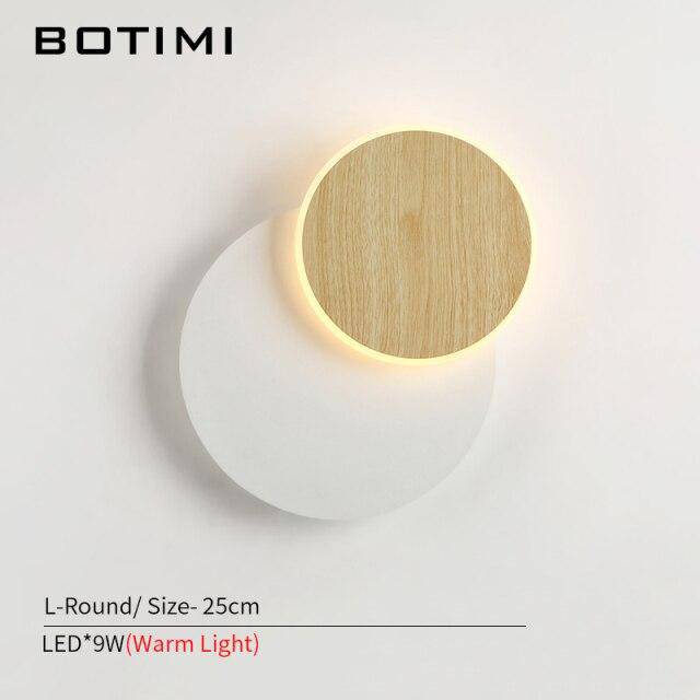 Moderne LED-Wandleuchte mit zwei geometrischen Sockeln aus Holz und Metall