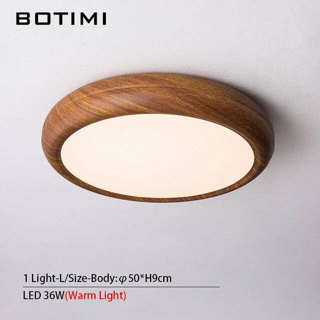 Plafonnier moderne LED rond imitation bois - vue 9 sur 15