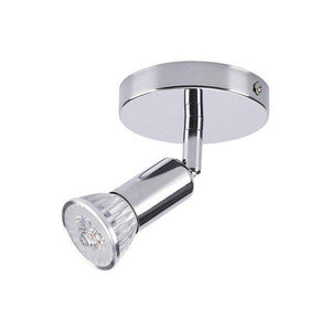 Chromfarbene LED-Deckenleuchte mit Spotbalken