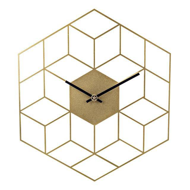 Horloge murale hexagonale en métal 40cm Cube