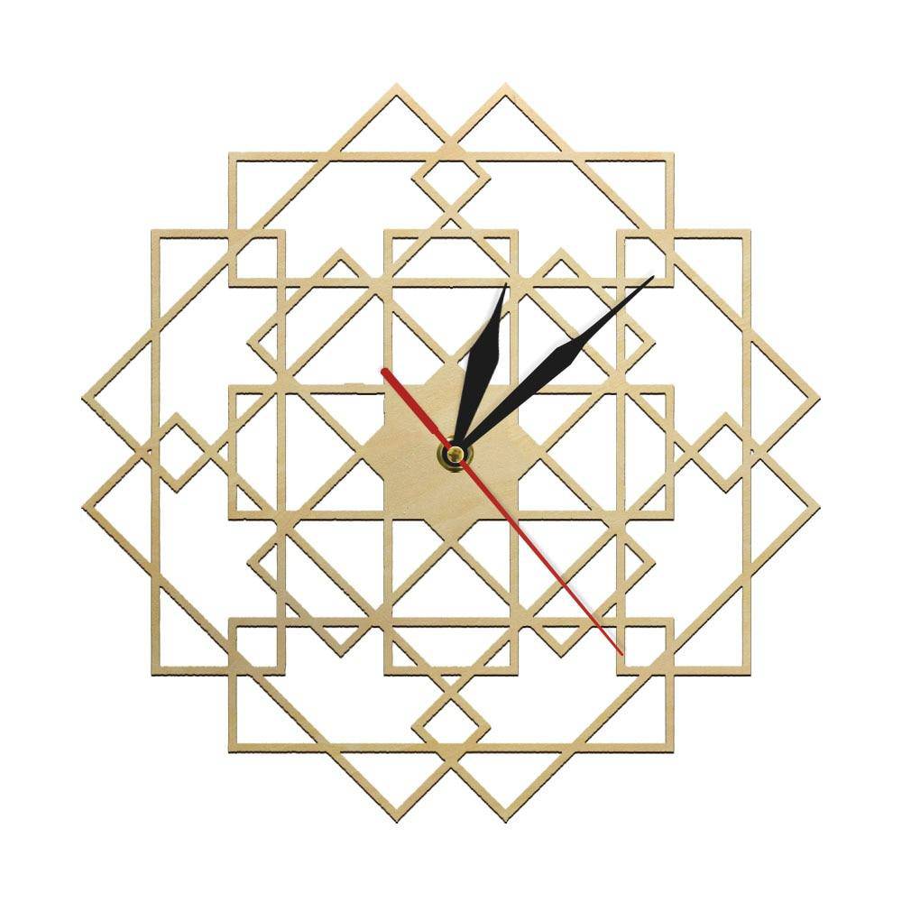 Horloge murale en bois avec rectangles superposés 30cm Mandala - vue 8 sur 7