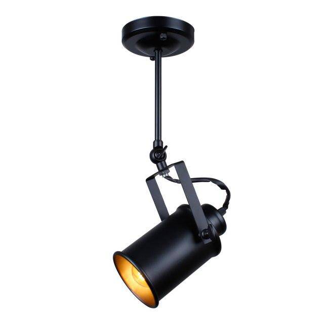 Spot moderne à LED cylindre en métal noir style Caméra