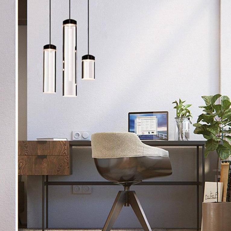 Suspension design cylindre en verre de plusieurs longueur