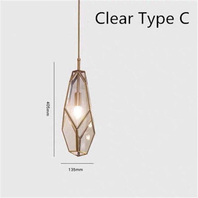 Suspension design dorée en métal et verre de plusieurs formes - vue 6 sur 9