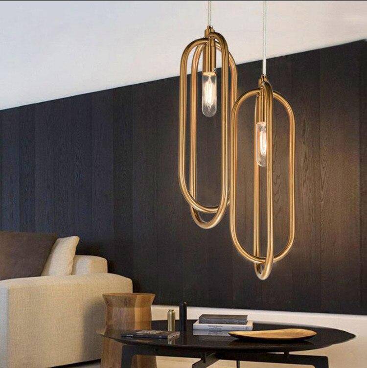 Suspension design double boucle dorée Decoration - vue 3 sur 5