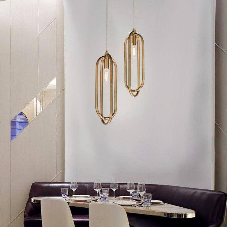 Suspension design double boucle dorée Decoration - vue 4 sur 5