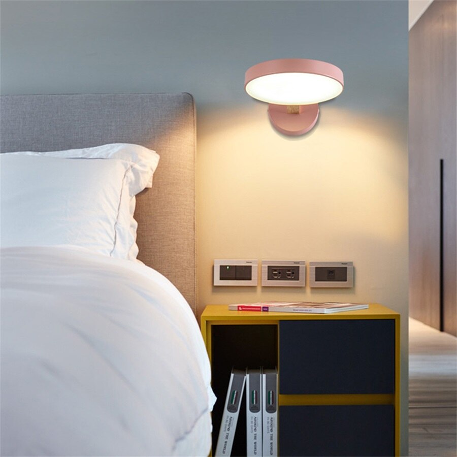 Applique murale scandinave LED circulaire et détails en bois Cesia - vue 3 sur 13
