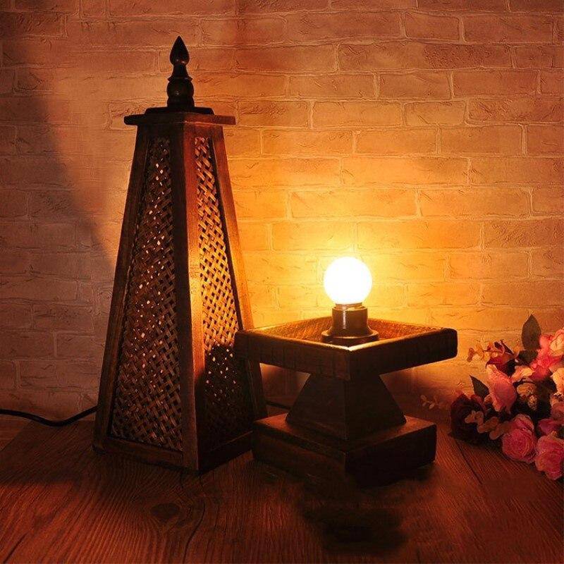 Lampe à poser LED en bois au style Asia - vue 5 sur 4
