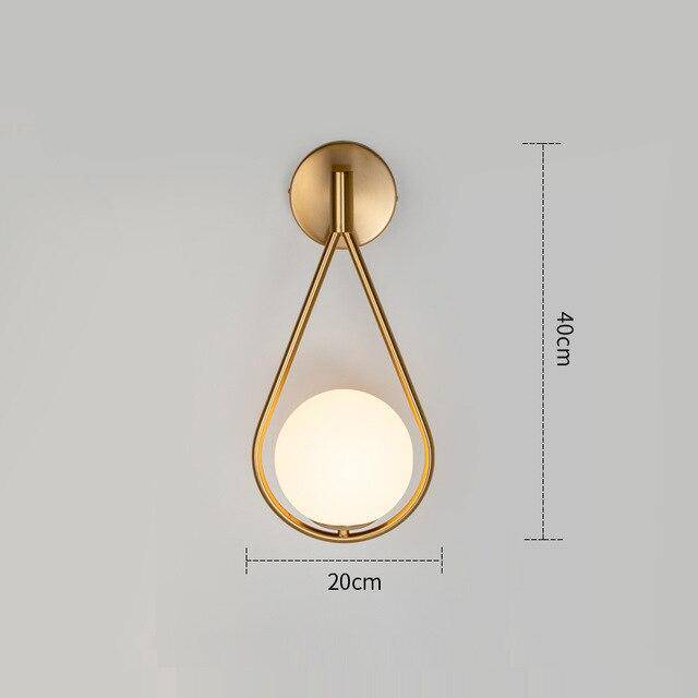 Applique murale design LED doré avec boule blanche Sconce - vue 6 sur 7
