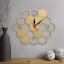 Horloge murale en bois avec alvéoles et abeilles 30cm