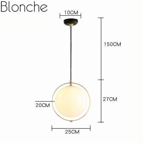 Design-Pendelleuchte LED mit goldenem Ring und Glaskugel - vue 5 sur 6