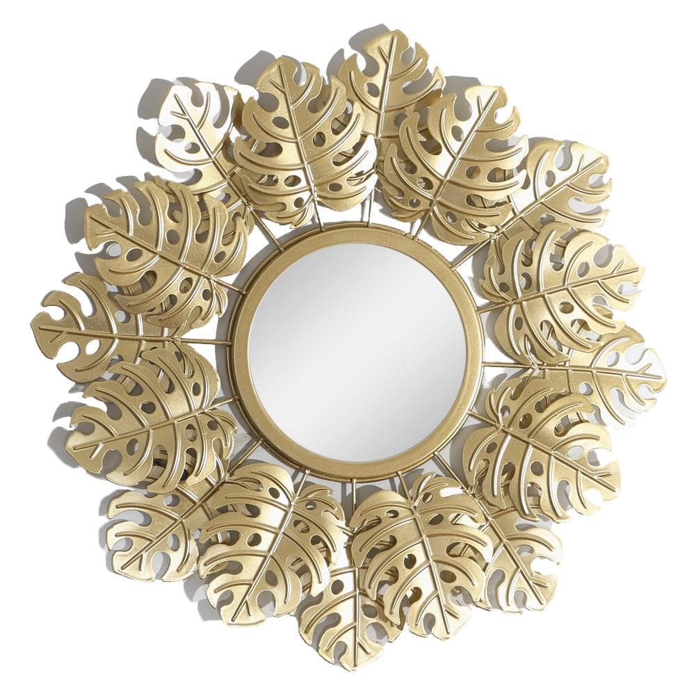 Miroir mural rond doré décoratif style soleil - vue 5 sur 4