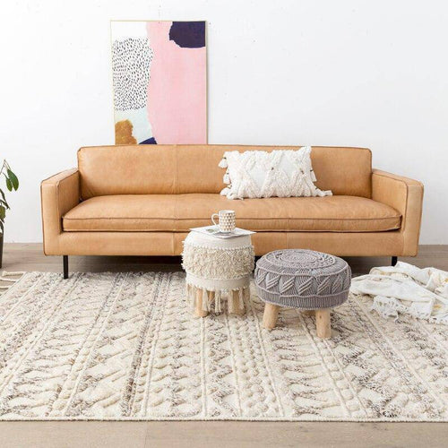 Tapis indien rectangle en laine fait à la main avec franges Woven