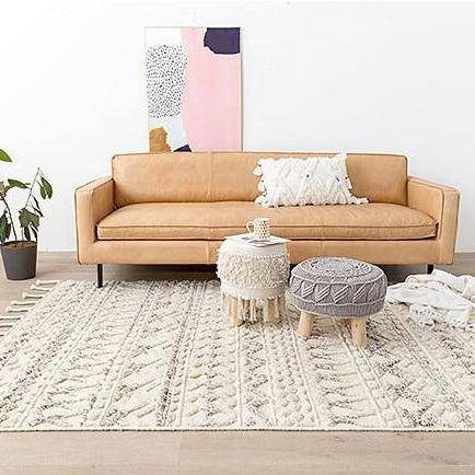 Tapis indien rectangle en laine fait à la main avec franges Woven - vue 3 sur 6
